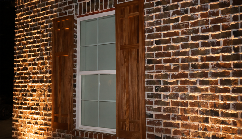 Custom exterior shutters on Nashville residence