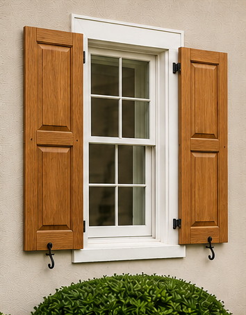 Raised Panel shutters in Teak